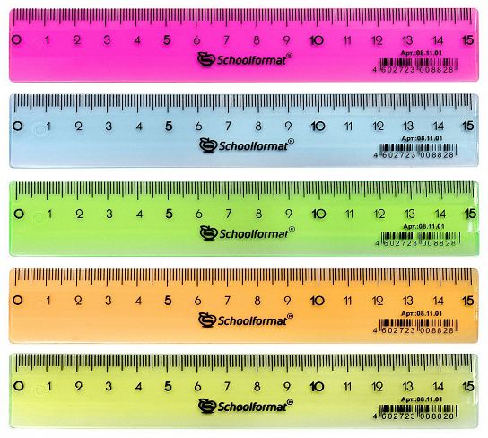Линейка Schoolformat 15 см пластик тонированный, ассорти