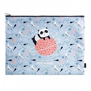 Папка 1 отделение А4 LOREX SLEEP FIGHTERS голубая, молния сверху, искусственная кожа, универсальная