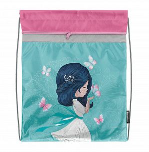 Мешок для обуви Schoolformat MAGIC GIRL 42х34 см, голубой, 1 отделение, с большим карманом на молнии, для девочек