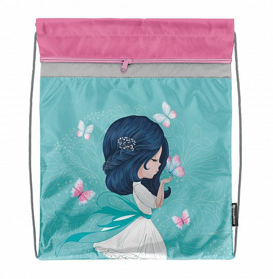 Мешок для обуви Schoolformat MAGIC GIRL 42х34 см, голубой, 1 отделение, с большим карманом на молнии, для девочек