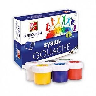 Гуашь Луч КЛАССИКА 6 цветов по 20 мл ассорти, набор баночек