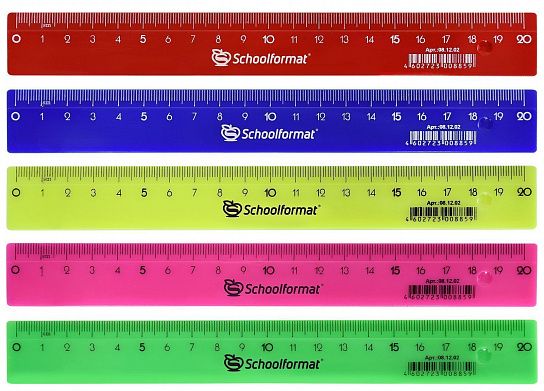 Линейка Schoolformat 20 см пластик непрозрачный, ассорти