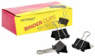 Зажимы INFORMAT 32 мм черн. металл 12 шт/упак