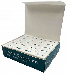 Ластик LITE CLASSIC mini, термопластичная резина, 26х17х07 мм прямоугольный, белый, мягкий, индивидуальный ШК