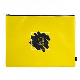 Папка 1 отделение А4 LOREX NEON желтая, молния сверху, искусственная кожа, для девочек