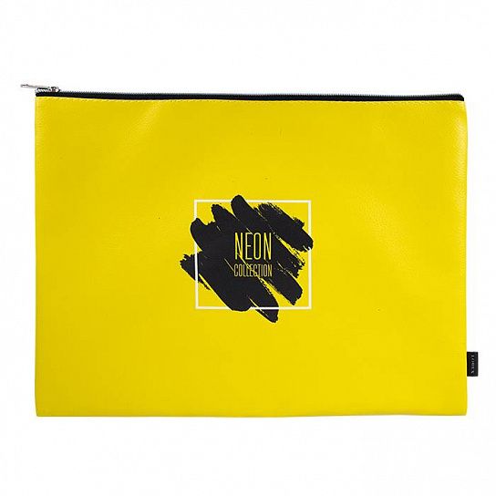 Папка 1 отделение А4 LOREX NEON желтая, молния сверху, искусственная кожа, для девочек