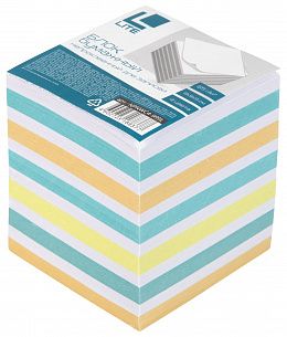 Блок для записей LITE 9х9х9 см Куб непроклеенный ассорти 4 цвета 65 г/м2