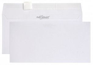 Конверт почтовый Е65 (110x220) чистый, белый, стрип, 80 г/м2