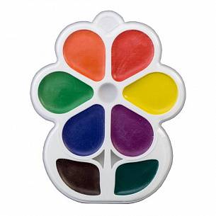 Акварель Луч ЦВЕТОЧЕК 8 цветов, без кисти, фигурная пластиковая упаковка с европодвесом