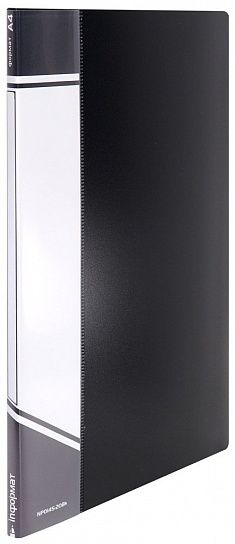 Папка с файлами INFORMAT А4 20 файлов, пластик 500 мкм, черная, карман для маркировки