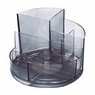 Подставка для канцелярских принадлежностей Стамм ПРОФИ 6 отделений, 130х130х90 мм, серый тонированный пластик