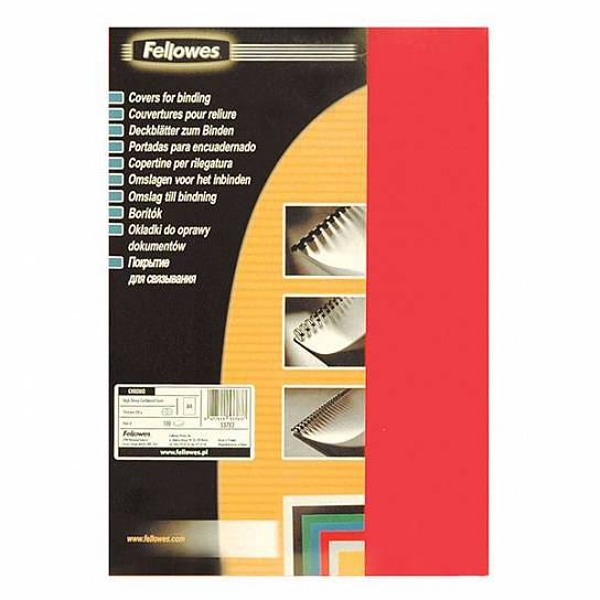 Обложка для переплета FELLOWES CHROMO А4 картон 250 г/м² глянцевая, красная 100 штук