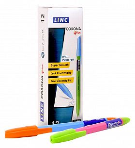 Ручка шариковая Linc Corona Plus Fancy colors синяя 0,7 мм, ассорти шестигранный корпус