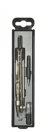 Набор чертежный (готовальня) GLOBUS ТЕХНИКА циркуль 125 мм металлический черный, 3 предмета, в пластиковом пенале с европодвесом