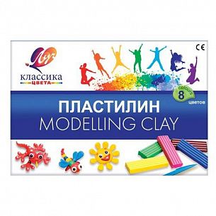 Пластилин Луч КЛАССИКА 8 цветов 160 г ассорти, со стеком