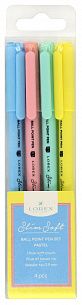 Набор шариковых ручек LOREX PASTEL SLIM SOFT синие, 1 цвет, 0,5 мм, 4 шт, круглый корпус, покрытие ultra-soft touch, игольчатый наконечник