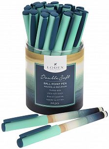 Ручка шариковая на масляной основе LOREX AQUARELLE REFLEXION DOUBLE SOFT синяя 0,7 мм, синий круглый корпус, покрытие ultra-soft touch, грип