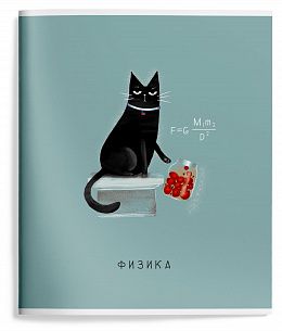 Тетрадь 48 л. А5 клетка, на скрепке, Schoolformat ПУШИСТЫЕ БУДНИ Физика мелованный картон, сплошной УФ-лак