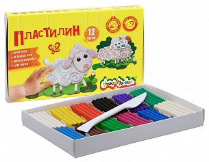 Пластилин Каляка-Маляка 12 цветов 180 г ассорти, со стеком
