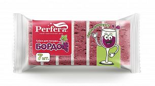 Губки д/мытья посуды PERFERA БОРДО поролон 28х10х7 бордо 7 шт
