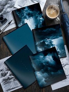 Тетрадь 48 л. А5 клетка, на скрепке, офсет LOREX THUNDER CLOUDS мелованный картон, двойная обложка, запечатка форзаца, soft touch