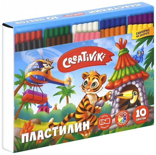 Пластилин Creativiki 10 цветов 150 г ассорти, со стеком