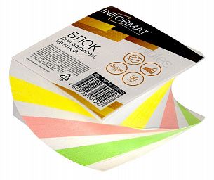 Блок для записей INFORMAT 8х8х4 см Спираль проклеенный ассорти пастель 4 цвета 80 г/м2