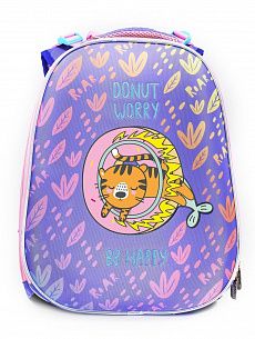 Рюкзак Schoolformat Tiger-cat, модель ERGONOMIC 2, жесткий каркас, двухсекционный, 38х29х18 см, 17 л, для девочек