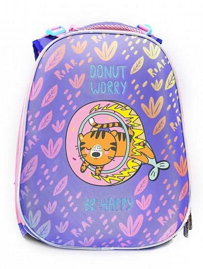 Рюкзак Schoolformat Tiger-cat, модель ERGONOMIC 2, жесткий каркас, двухсекционный, 38х29х18 см, 17 л, для девочек