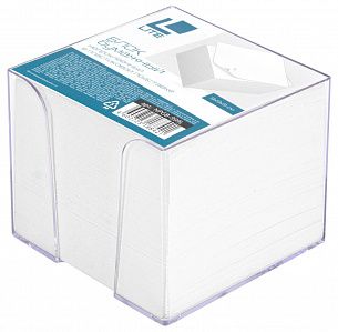 Блок для записей в подставке LITE 9х9х9 см белый 55-65 г/м2, цвет подставки прозрачный