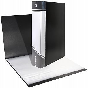 Папка с файлами INFORMAT А4 100 файлов, пластик 800 мкм, черная, карман для маркировки