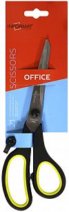 Ножницы INFORMAT 210 мм черно-желтые, эргономичные ручки пластиковые с резиновыми вставками