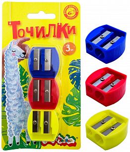 Набор точилок Каляка-Маляка ассорти, корпус пластик, 2 отверстия, в блистере 3 шт