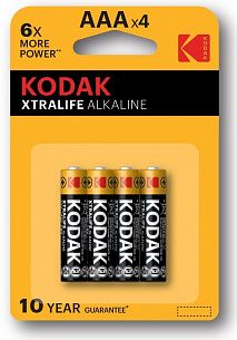 Батарейки KODAK XTRALIFE AAA LR03 алкалиновые 1,5V 4 шт/упак