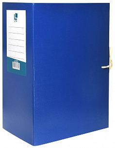 Короб архивный LITE 140 мм А4 синий бумвинил, 2 завязки, вместимость до 1400 листов разобран.