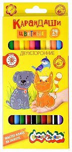 Набор цветных карандашей Каляка-Маляка двухсторонние 24 цв. шестигранные, деревянные, в картонной упаковке