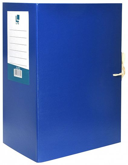 Короб архивный LITE 140 мм А4 синий бумвинил, 2 завязки, вместимость до 1400 листов разобран.