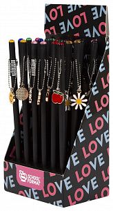 Карандаш чернографитный деревянный Schoolformat ЛЮБОВЬ НВ заточенный, круглый, с подвеской, дисплей