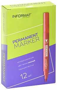 Маркер перманентный INFORMAT PERMANENT 1-5 мм красный, круглый наконечник