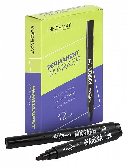 Маркер перманентный INFORMAT PERMANENT 1-5 мм черный, круглый наконечник