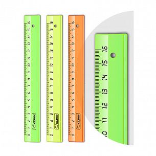 Линейка Стамм NEON 16 см пластик непрозрачный, ассорти неон