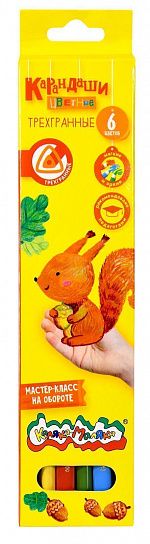 Набор цветных карандашей Каляка-Маляка 6 цв. трехгранные, деревянные, в картонной упаковке