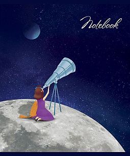 Тетрадь 48 л. А5 клетка, на скрепке, офсет ПЗБМ В НЕБО мелованный картон, soft touch, выборочный УФ-лак