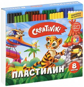 Пластилин Creativiki 8 цветов 120 г ассорти, со стеком