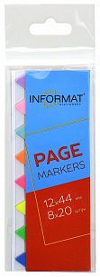 Закладки клейкие пластиковые INFORMAT 12х44 мм 20 шт по 8 цв. ассорти неоновые