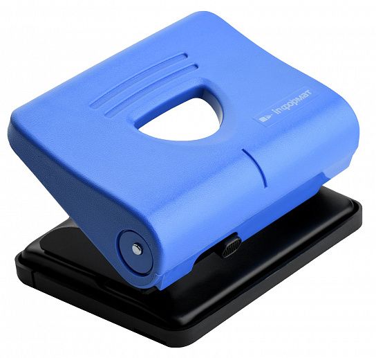 Дырокол INFORMAT Оптима до 20 листов 2 отверстия, пластиковый, синий с линейкой форматов