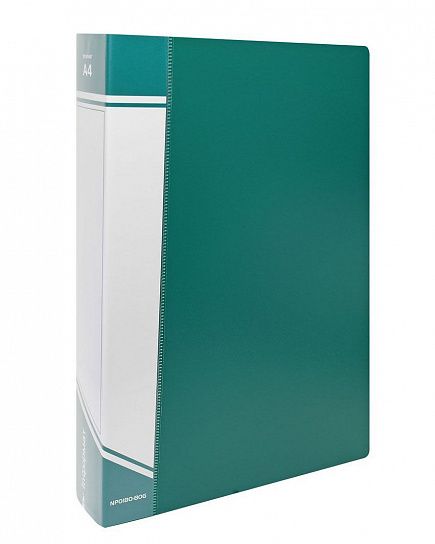 Папка с файлами INFORMAT А4 80 файлов, пластик 800 мкм, зеленая, карман для маркировки