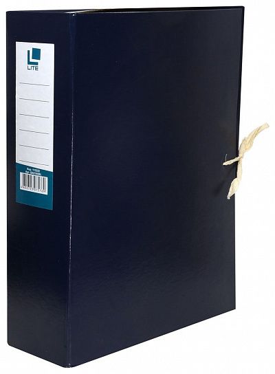 Короб архивный LITE 80 мм А4 синий бумвинил, 2 завязки, вместимость до 800 листов разобран.