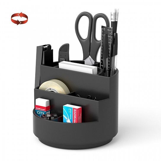 Настольный набор ErichKrause MINI BURGER CLASSIC вращающийся 14 предмета черный пластик