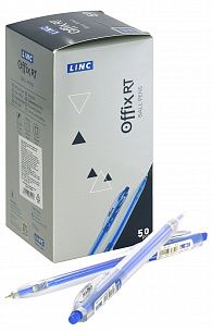 Ручка шариковая автоматическая Linc OFFIX RT синяя 0,7 мм, трехгранный корпус